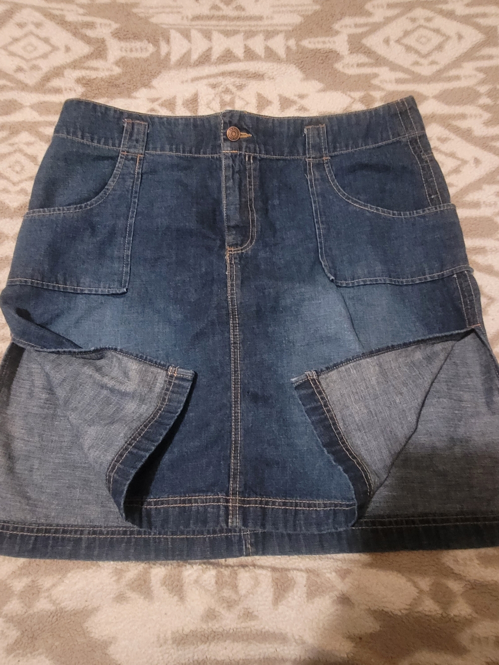 Denim A-Line Skirt - Blue - Picture 5 of 11